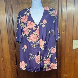 Carole Little Floral Button-Up Women's Top Size 18